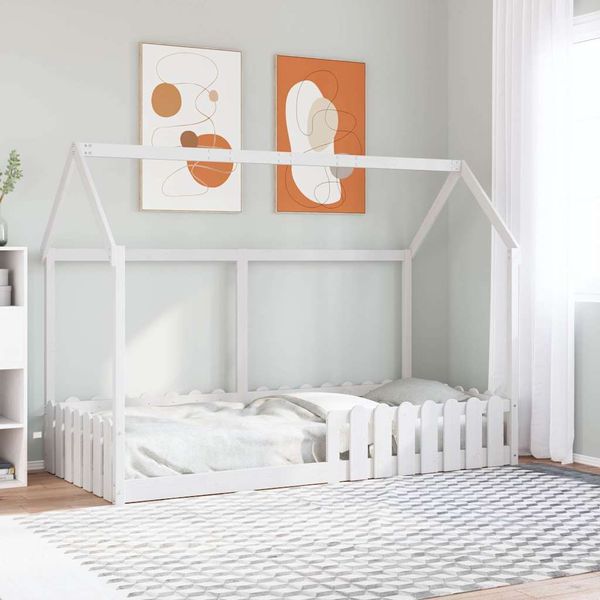 vidaXL Rám detskej postele domček biely 90x190 cm masívna borovica