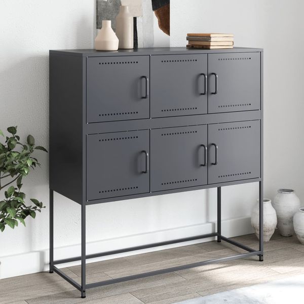 vidaXL Komoda antracitová 100,5x39x107 cm oceľ