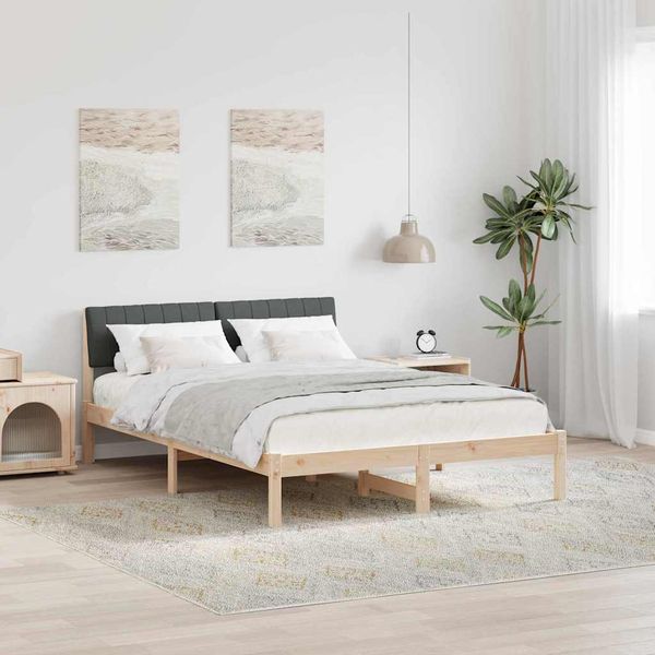 vidaXL Rám postele hnedá a tmavosivá 135 x 190 cm Borovicový masív