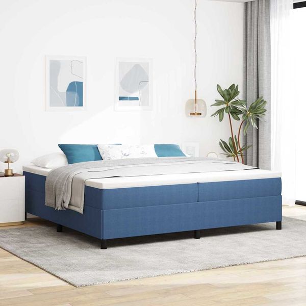 vidaXL Posteľ s pružinovým rámom Modrá 200 x 200 cm Kordúrová tkanina