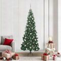 vidaXL Rohový umelý vianočný strom s 300 LED-i Zelená 210 cm PVC a kov