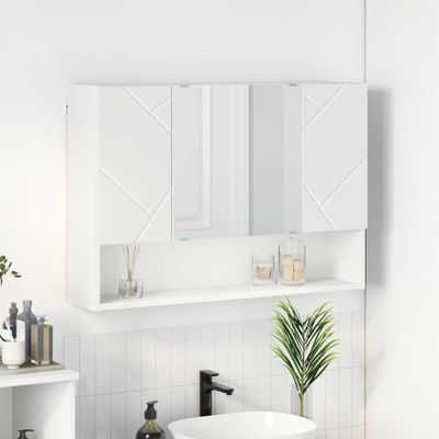 vidaXL Zrkadlová skrinka Biela 80 x 17 x 55 cm Kompozitné drevo
