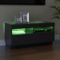 vidaXL TV skrinka s LED svetlami lesklá šedá 80x35x40 cm
