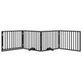 vidaXL Brána pre psa dvere sklad. 4 panely čierna 320cm topoľové drevo