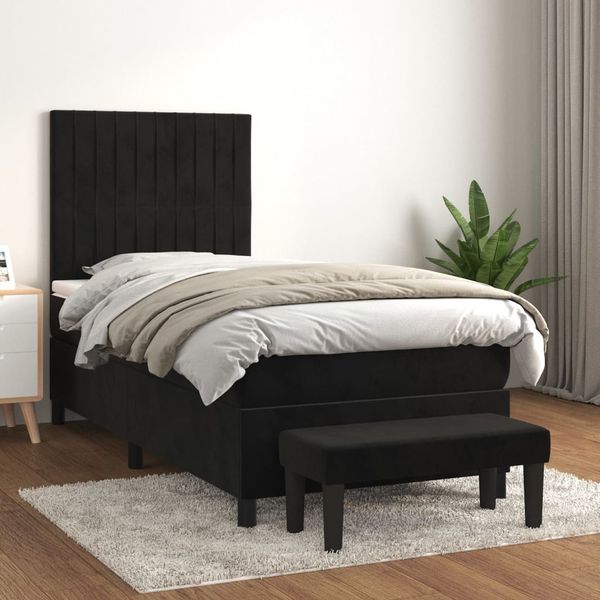 vidaXL Posteľný rám boxspring s matracom čierny 80x200 cm zamat