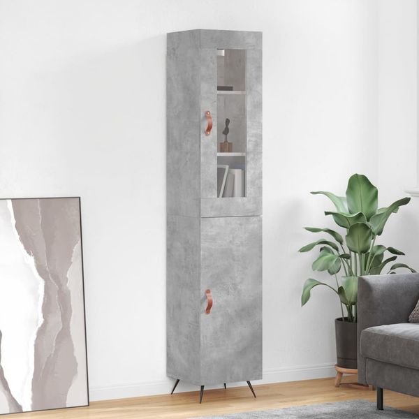 vidaXL Vysoká skrinka betónová sivá 34,5x34x180 cm spracované drevo