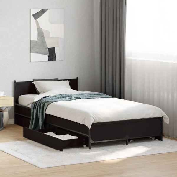 vidaXL Posteľný rám so zásuvkami čierny 75x190 cm kompozitné drevo