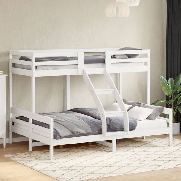 vidaXL Poschodová posteľ 90x200/140x200 cm biela masívna borovica