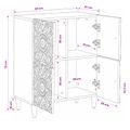 vidaXL Servírovacia skriňa Biela 60 x 33,5 x 75 cm Masívne mango drevo