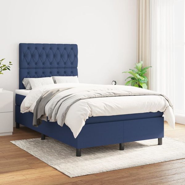 vidaXL Boxspring posteľ s matracom modrá 120x200 cm látka