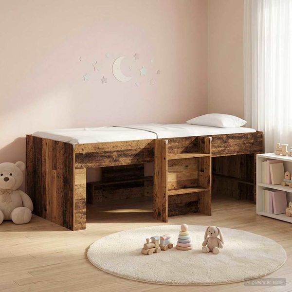 vidaXL Rám postele pre deti na vysokej posteli Staré drevo 90 x 190 cm