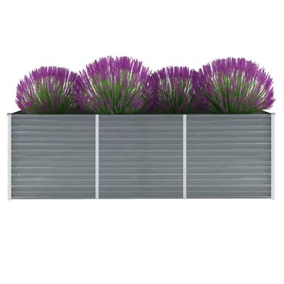 vidaXL Vyvýšený záhradný záhon, pozinkovaná oceľ 240x80x77 cm, sivý