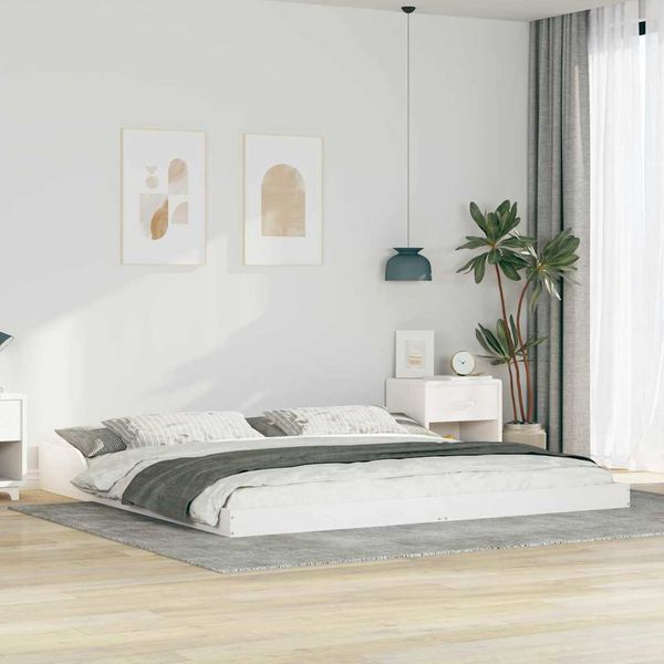 vidaXL Rám postele Biela 200 x 200 cm Masívne borovicové drevo