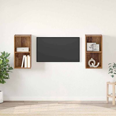 vidaXL Zostava TV skriniek Nástenný 2 pcs Staré drevo 37 x 37 x 72 cm