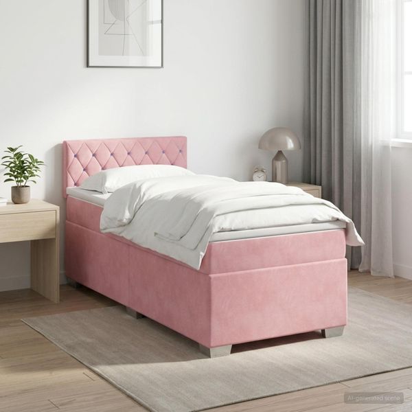 vidaXL Posteľ boxspring s matracom Ružová 80 x 200 cm Zamat
