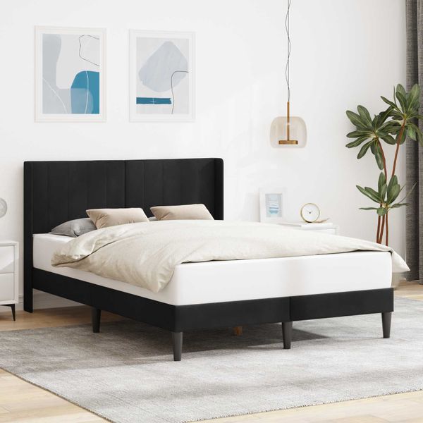 vidaXL Rám postele s čelnou doskou Čierna 140 x 200 cm Zamat
