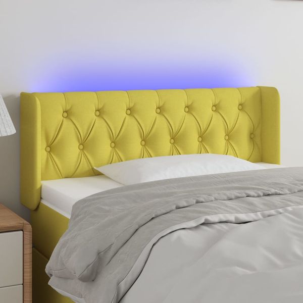 vidaXL Čelo postele s LED zelené 93x16x78/88 cm látka