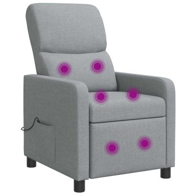 vidaXL Masážne relaxačné kreslo Svetlosivá Látka