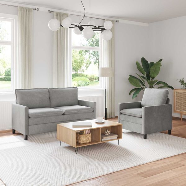 vidaXL Sada pohoviek 2 pcs Svetlosivá Zamat