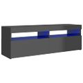 vidaXL TV skrinka s LED svetlami lesklá sivá 120x35x40 cm