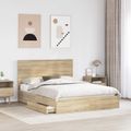 vidaXL Úložná posteľ Sonoma dub 150 x 200 cm Kompozitné drevo