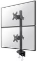 Neomounts FPMA-D960DVBLACKPLUS/Držák zakřiv. displeje/na stůl/17-49"/svorka/VESA 100X100/nosn. 2x15kg/2 displeje vert./ Držák, VESA, stolní, pro 2 zakrivené/širokoúhlé monitory nad sebou, úhloprícka 17"-49", náklon 180°, otácení 180°, rotace 360°, n
