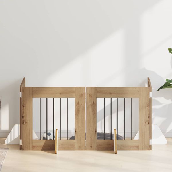 vidaXL Brána pre psov so stojanmi 4 pcs Dub artisan 60 x 60 cm