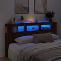 vidaXL LED čelo postele hnedý dub 200x18,5x103,5 cm kompozitné drevo