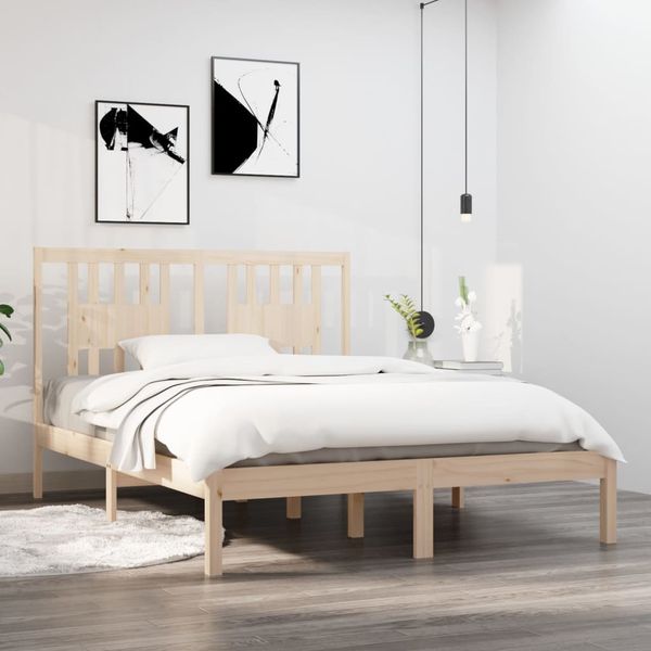 vidaXL Posteľný rám, drevený masív 135x190 cm, dvojlôžko