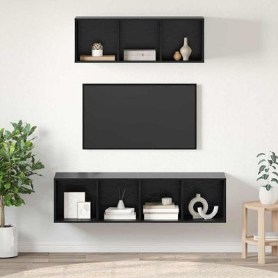 vidaXL Zostava TV skriniek Nástenný 2 pcs Čierny dub Kompozitné drevo