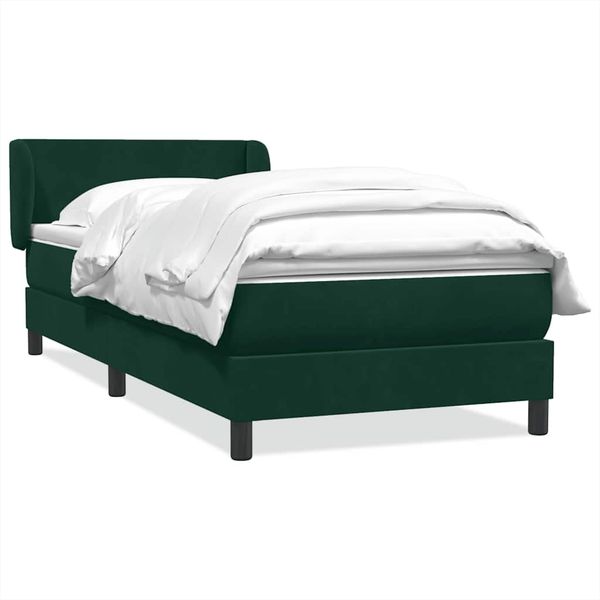 vidaXL Posteľný rám boxsping s matracom tmavozelený 100x210 cm zamat