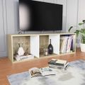 vidaXL Knižnica/TV skrinka, biela+sonoma 36x30x114cm, kompozitné drevo