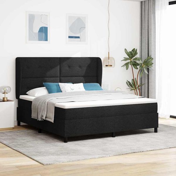 vidaXL Posteľ s pružinovým rámom Čierna 180 x 200 cm látka