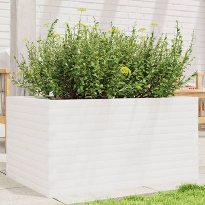 vidaXL Záhradný kvetináč biely 90x60x45,5 cm masívna borovica