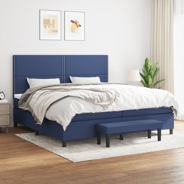 vidaXL Boxspring posteľ s matracom modrá 200x200 cm látka