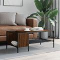 vidaXL Konferenčný stolík s regálom hnedý dub 100x51x40 cm komp. drevo