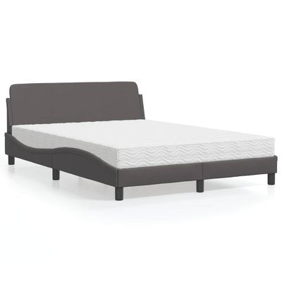 vidaXL Posteľ s matracom Dover sivá 140x200 cm umelá koža