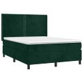 vidaXL Posteľný rám boxsping s matracom tmavozelený 140x190 cm zamat