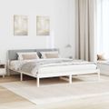 vidaXL Rám postele Biela a svetlosivá 200 x 200 cm Borovicový masív