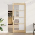 vidaXL Posuvné dvere 93 x 211 cm Masívne borovicové drevo a sklo