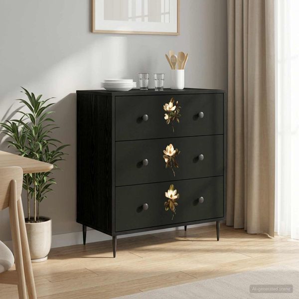 vidaXL Příborník BREMEN Magnólia potlač 66 x 36,5 x 76 cm Čierny dub