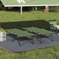 vidaXL Skladacia kempingová posteľ 2 ks Zelená 206 x 76 x 74 cm