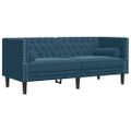 vidaXL 2-miestna pohovka Chesterfield s opierkami modrá zamat