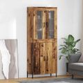 vidaXL Highboard Staré drevo 69,5 x 34 x 180 cm Kompozitné drevo