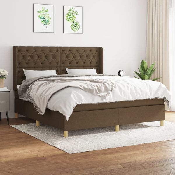 vidaXL Boxspring posteľ s matracom tmavohnedá 160x200 cm látka