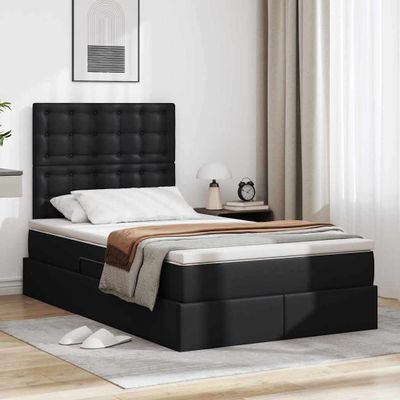 vidaXL Postel s úložným prostorem a LED svetlom Čierna 120 x 200 cm