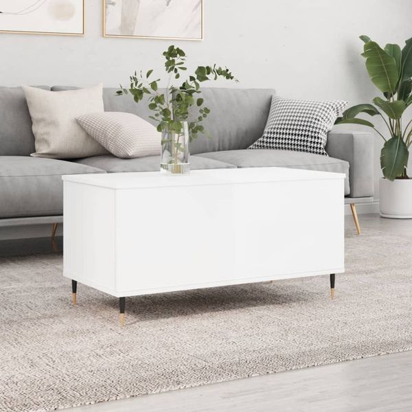 vidaXL Konferenčný stolík lesklý biely 90x44,5x45 cm spracované drevo