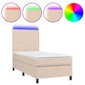 vidaXL Boxspring posteľ matrac a LED kapučínová 80x200cm umelá koža