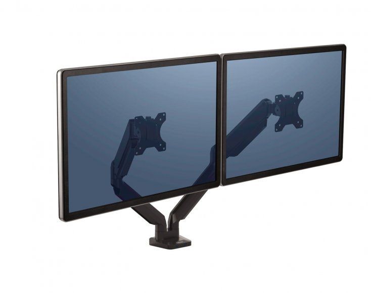 Fellowes držák monitoru Platinium 2 ramena vedle sebe Držák, VESA, stolní, pro dva monitory vedle sebe, naklápecí +85°/-15°, otácení 360°, nosnost 18kg