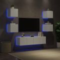 vidaXL 6-dielne TV nástenné skrinky s LED biele kompozitné drevo
